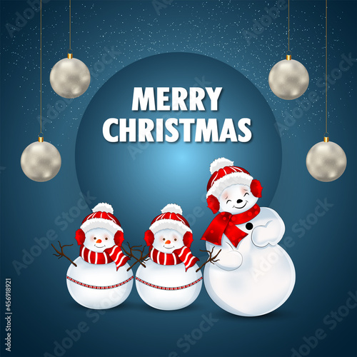 Creative vector illustration of merry christmas holiday background with creative snowballs