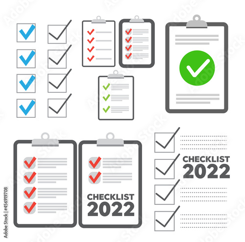 Clipboard checklist flat design. Check list vector illustration