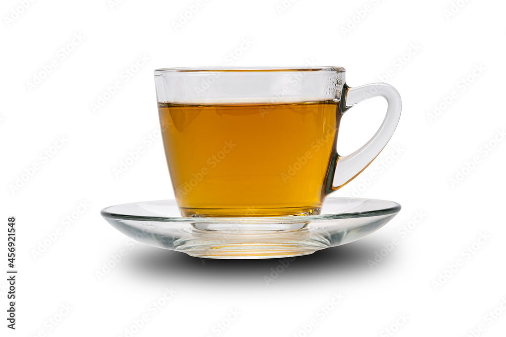 Side view transparent cup of hot tea isolated on white background. Side view transparent cup of hot tea isolated on white background.