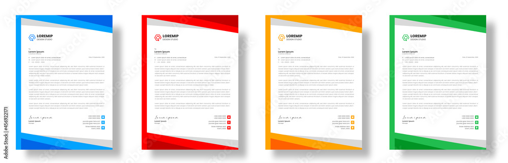corporate modern letterhead design template with yellow, blue, green, and red colors. creative modern letterhead design template for your project. letter head, letterhead, business letter head design.