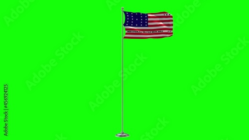 Bikini Atoll 3D Illustration Of The Waving flag On a Pole With Chroma key photo