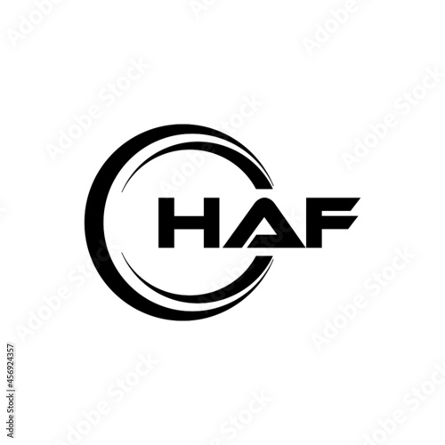 HAF letter logo design with white background in illustrator, vector logo modern alphabet font overlap style. calligraphy designs for logo, Poster, Invitation, etc.