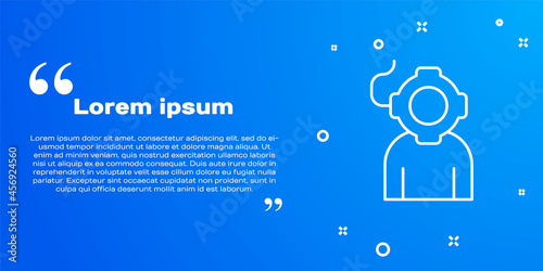 White line Aqualung icon isolated on blue background. Diving helmet. Diving underwater equipment. Vector