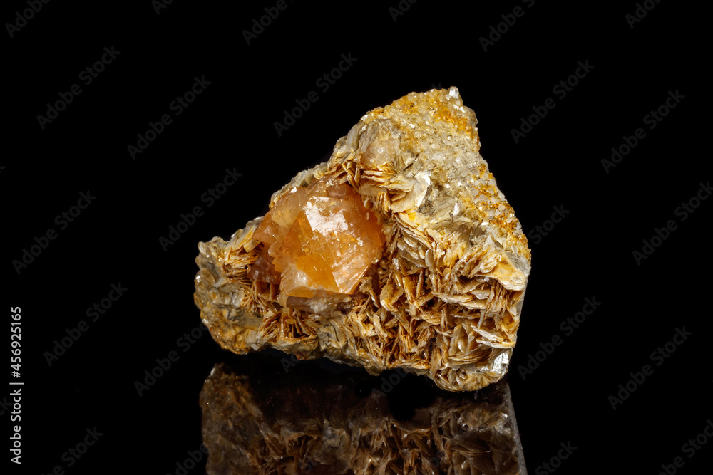 Macro Mineral Stone Sheelit on a black background Macro Mineral Stone Sheelit on a black background