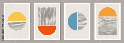 Set of minimal 20s geometric design posters, vector template