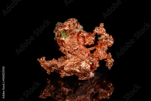 Macro mineral stone Copper on black background