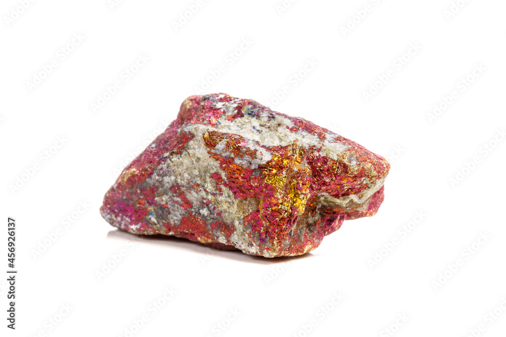 Macro mineral stone Chalcopyrite in the rock on a white background Macro mineral stone Chalcopyrite in the rock on a white background