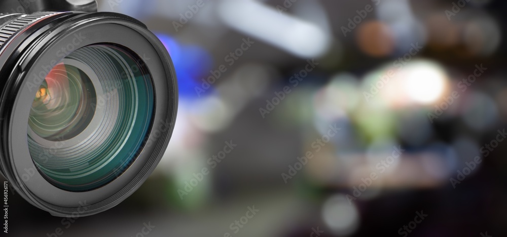 Fototapeta premium Camera lens, professional video montage