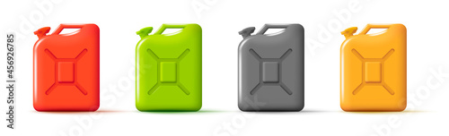 Set of Plastic Jerrycan Canister for Oil or fuel, 3d render style