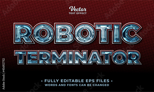 chrome robotic theme text effect editable eps cc