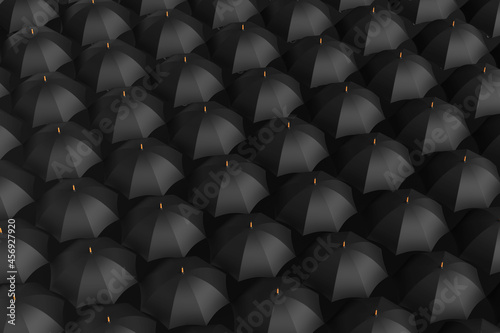 3d illustration black umbrella set