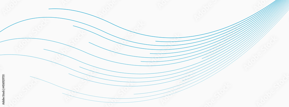 Blue minimal wavy lines abstract futuristic tech background. Vector digital banner design
