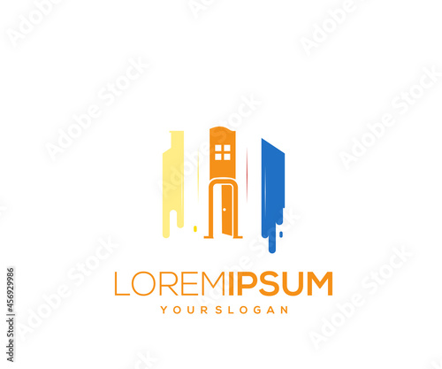 colorful house logo design template