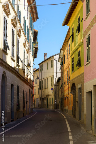 Fototapeta Naklejka Na Ścianę i Meble -  Street of Gavi, historic city in Monferrato, Italy