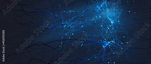 Signal transmitting neuron or nerve cell- 3d illustration