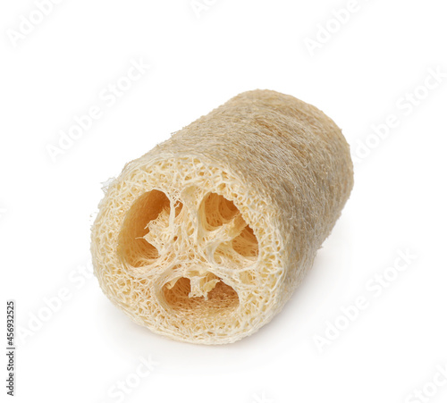 Natural shower loofah sponge isolated on white photo