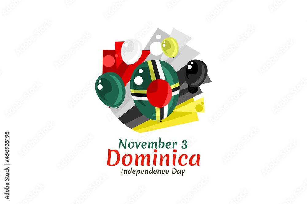 November 3, Independence Day of Dominica vector illustration. Suitable for greeting card, poster and banner.