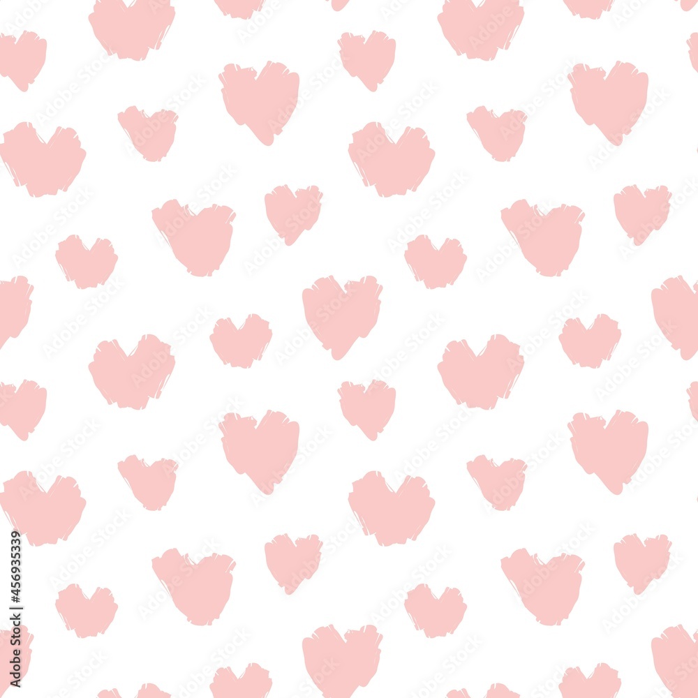 Heart shaped brush stroke seamless pattern background Heart shaped brush stroke seamless pattern background