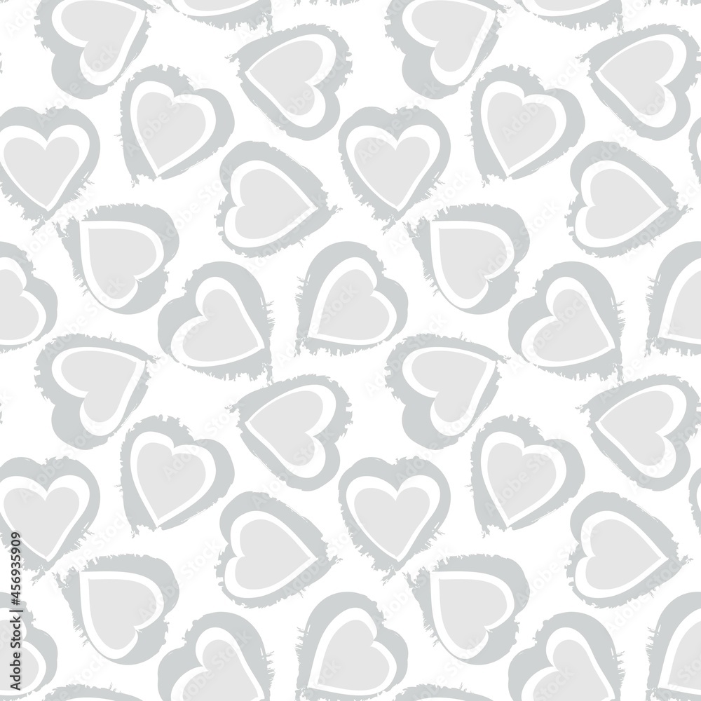 Heart shaped brush stroke seamless pattern background