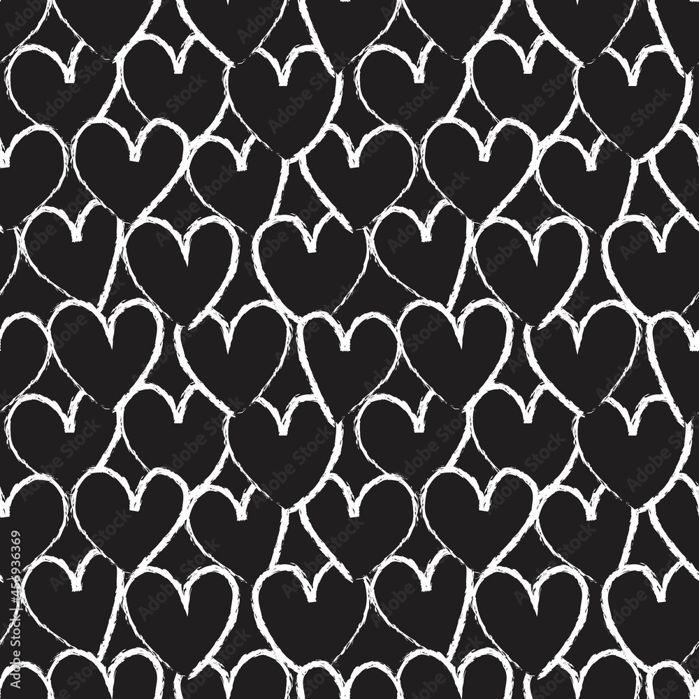 Heart shaped brush stroke seamless pattern background