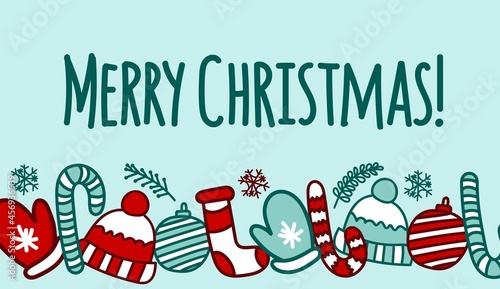A Christmas card with paraphernalia. The concept of Christmas and New Year.
