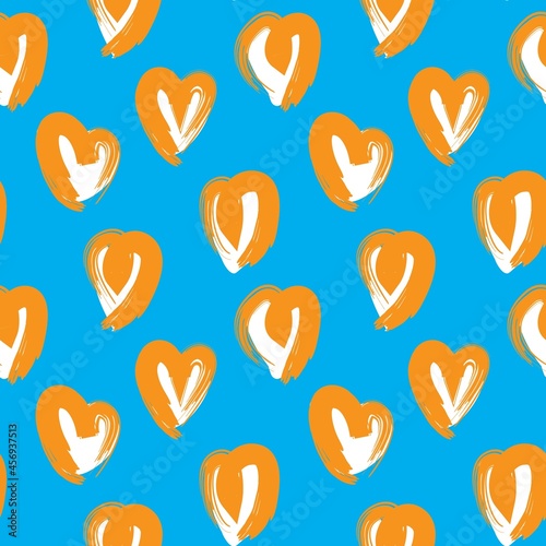 Heart shaped brush stroke seamless pattern background