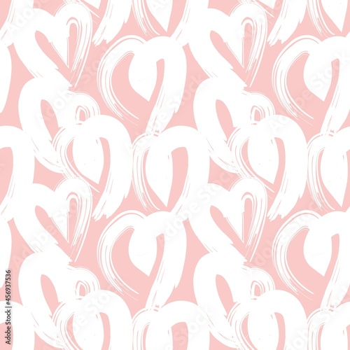 Heart shaped brush stroke seamless pattern background