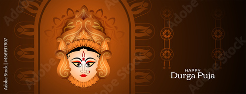 Happy Durga puja and navratri Indian hindu festival banner design