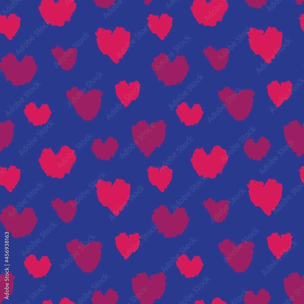 Heart shaped brush stroke seamless pattern background