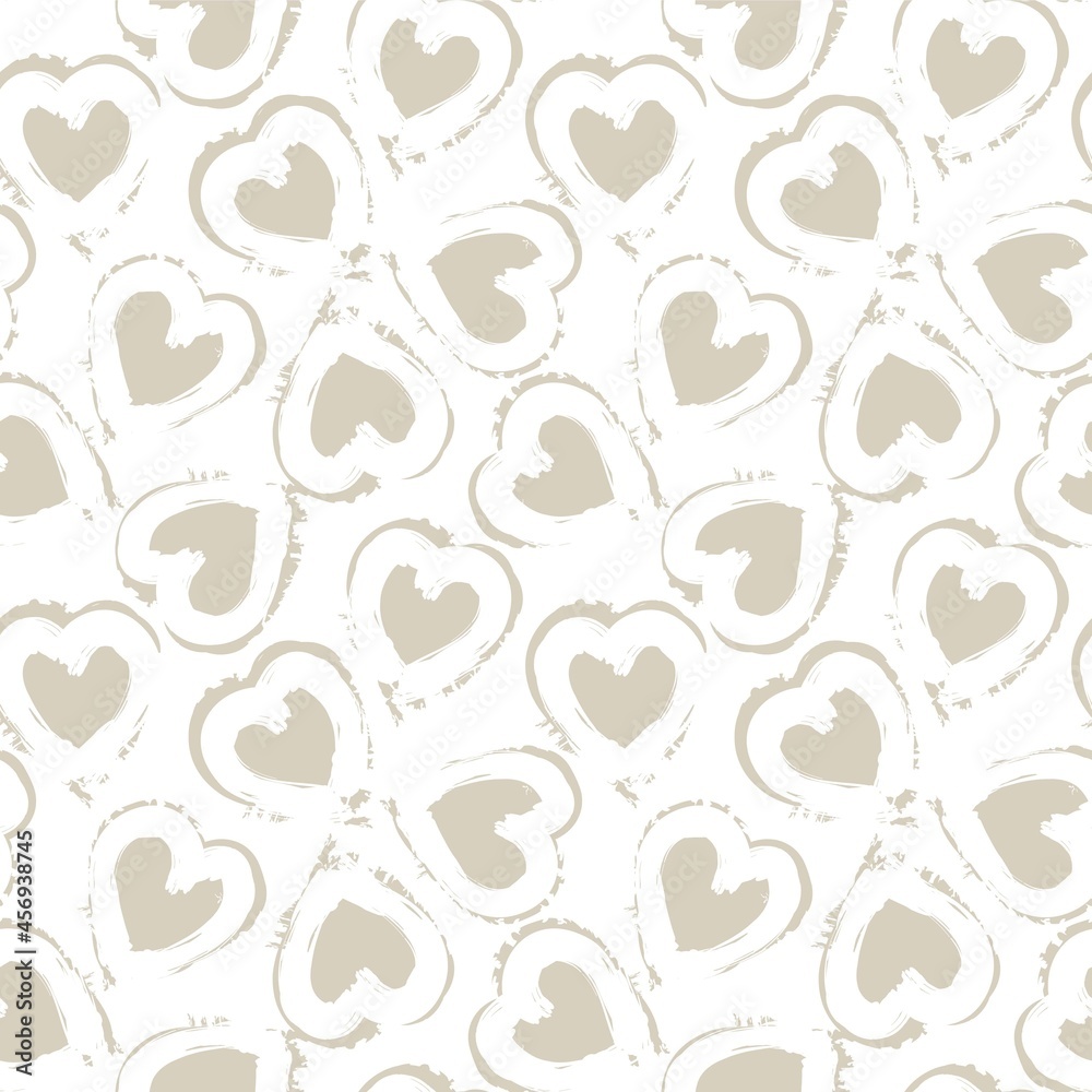 Heart shaped brush stroke seamless pattern background