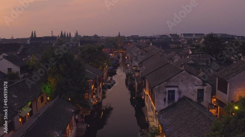Qiandeng Ancient Town Architecture Landscape, Kunshan City, Jiangsu Province (aerial photography) photo
