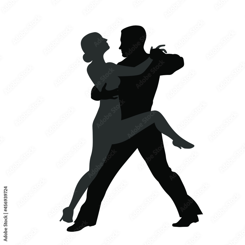 Couple dancing silhouette vector illustartion isolated on white background