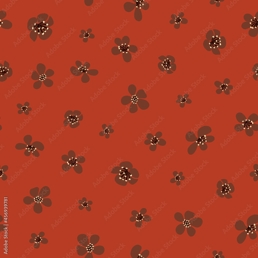 Retro small flowers fabric repeat pattern botanical print background design. Vector illustration. Countryside fall floral pattern design. Great for card design, kids, clothing and home decor projects Retro small flowers fabric repeat pattern botanical print background design. Vector illustration. Countryside fall floral pattern design. Great for card design, kids, clothing and home decor projects