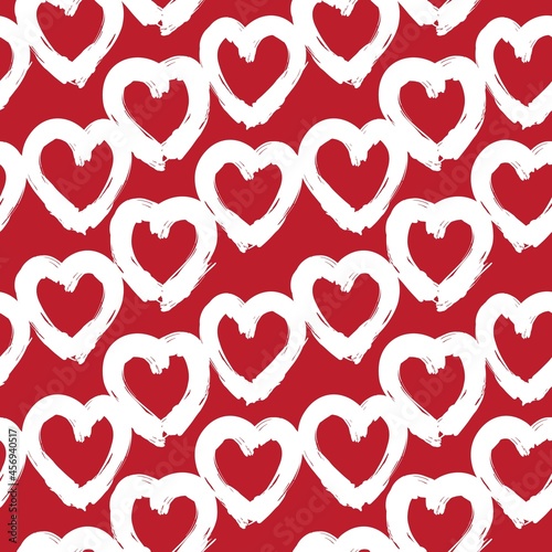 Heart shaped brush stroke seamless pattern background