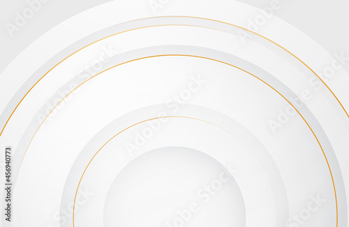 Modern minimal and clean white gold background with realistic circle shape . Elegant silver design for web, presentation, wallpaper