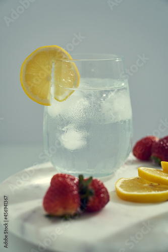 Refresh and clean icy cold lemon water