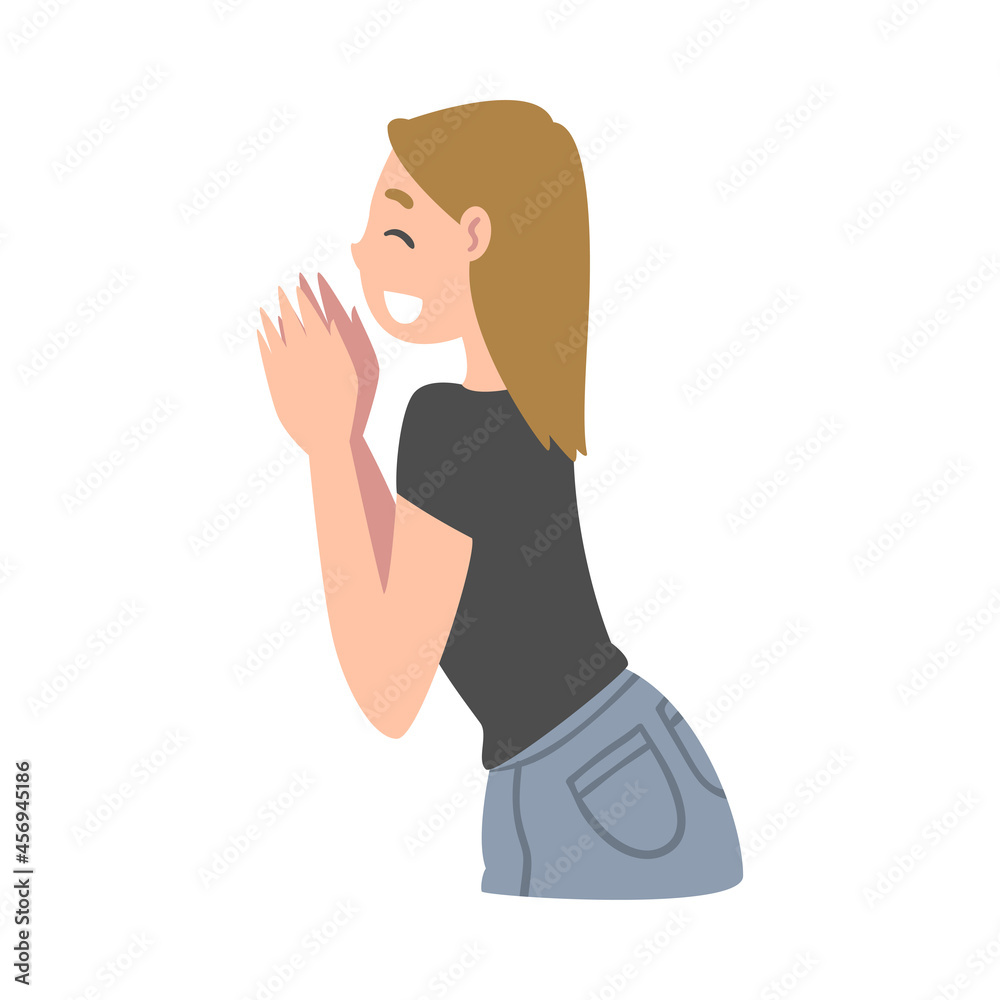 Female as Social Media Follower and Subscriber Showing Adoration Vector Illustration Female as Social Media Follower and Subscriber Showing Adoration Vector Illustration