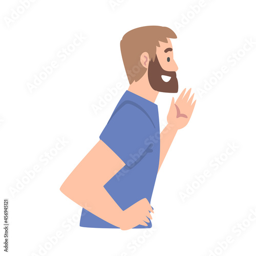 Bearded Man as Social Media Follower and Subscriber Showing Adoration Vector Illustration