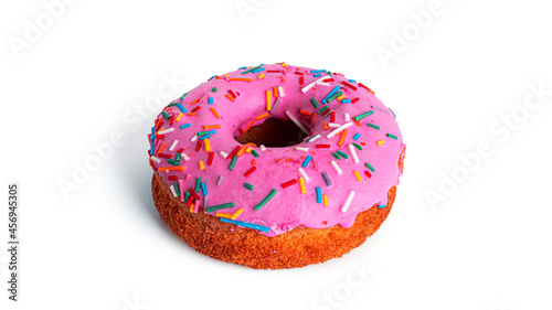 The donut is isolated on a white background. Doughnut isolated.