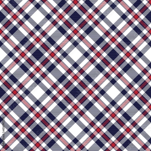 Red Navy Diagonal Plaid Tartan textured Seamless Pattern Design