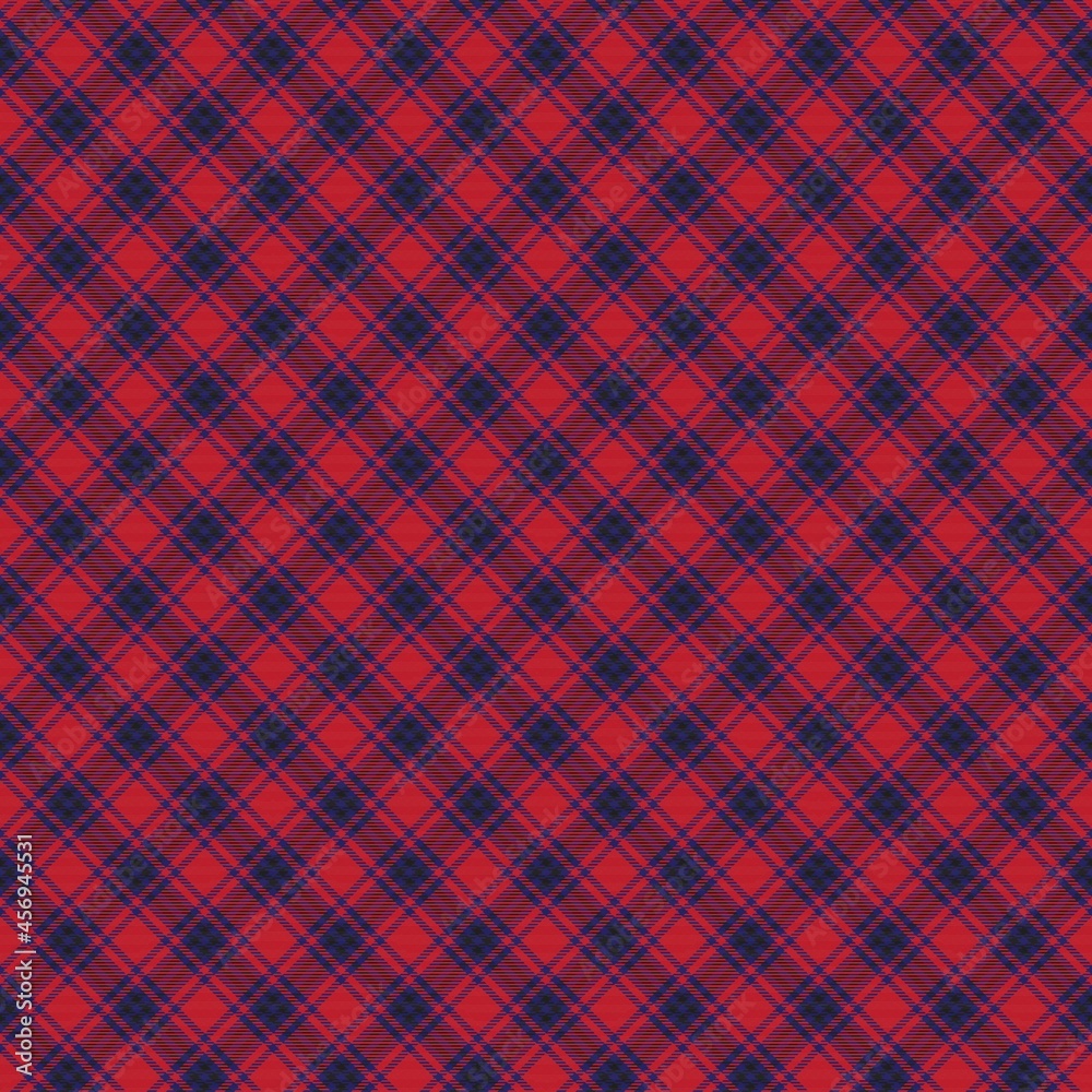 Red Navy Diagonal Plaid Tartan textured Seamless Pattern Design