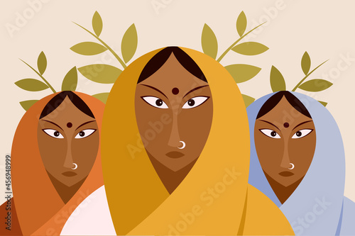 Indian rural women wearing traditional dress