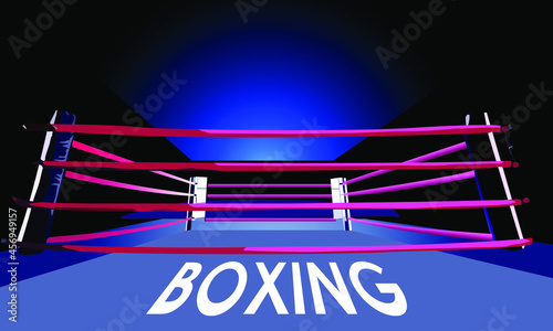 illustration depicting a boxing ring, sports arena for the background of sports posters, banners, flyers, postcards and for indoor decoration in sports style