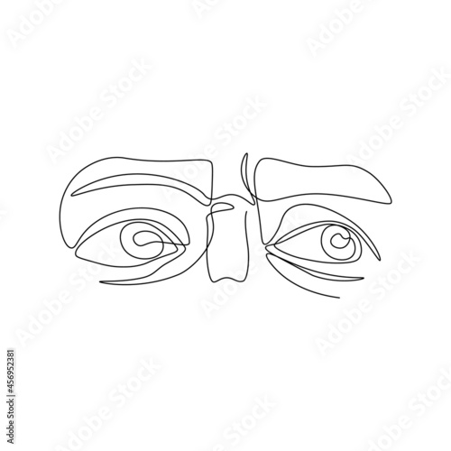 One line ancient greek sculpture. Hand drawn continuous line art of David eyes for tattoo, poster, print. Vector illustration