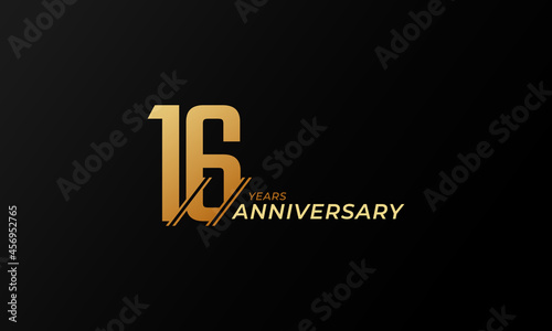 16 Year Anniversary Celebration Vector. Happy Anniversary Greeting Celebrates Template Design Illustration