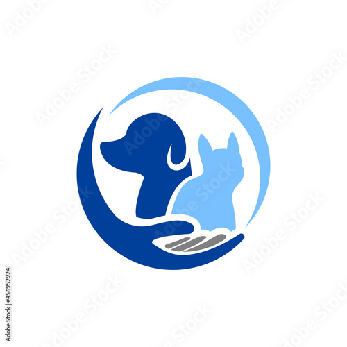Photography cat and dogs logo, pet care, pet shop logo design vector