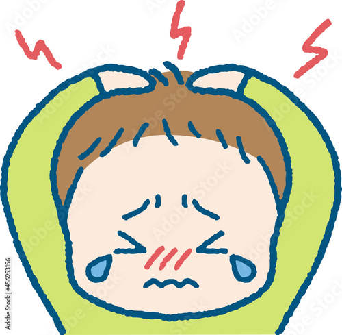 頭が痛い男の子のイラスト