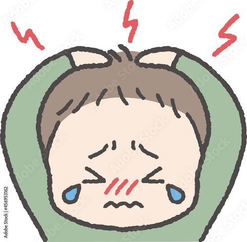 頭が痛い男の子のイラスト