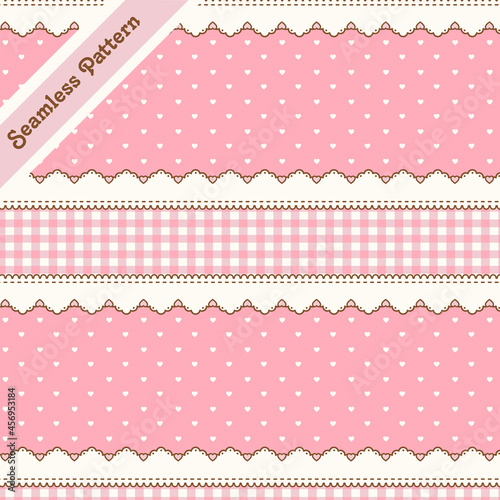cute pink lace and hearts seamless pattern