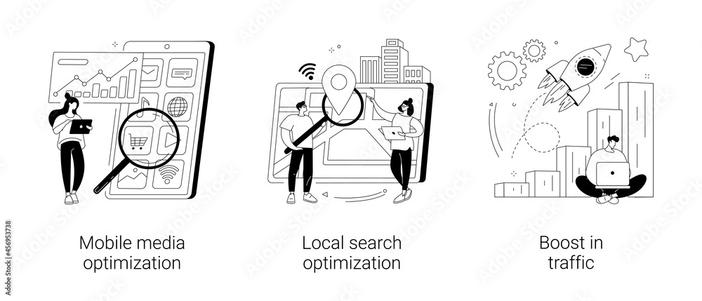Obraz premium SEO strategy abstract concept vector illustrations.